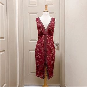 Bardot Estelle Lace Dress Burgundy Size 6 New With Tags